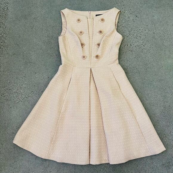 NWT Karen Millen Womens Fit & Flare Sleeveless Double Breasted Dress Pale Pink 4 - Picture 1 of 10